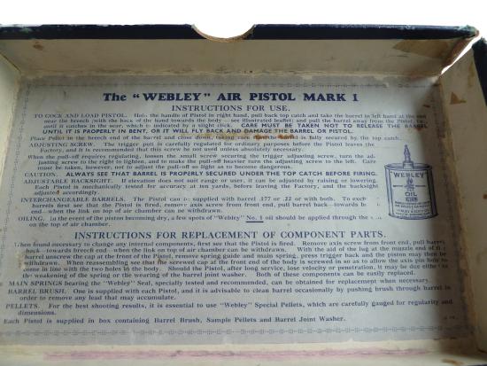 Boxed Webley Mark 1 Air Pistol c.1938 (More Photos)